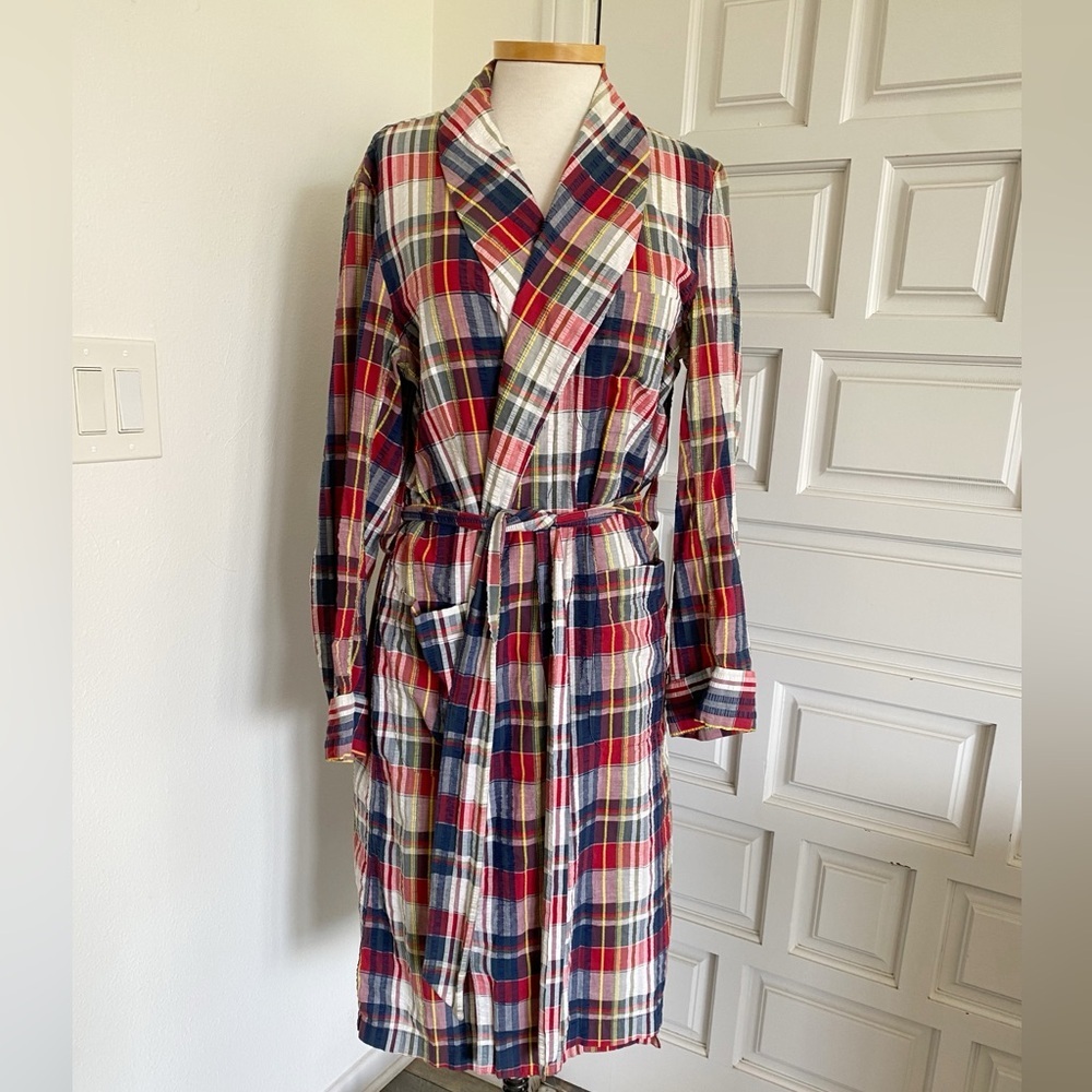 Bullock’s Wilshire Southern California Vintage Plaid Seersucker Housecoat Robe